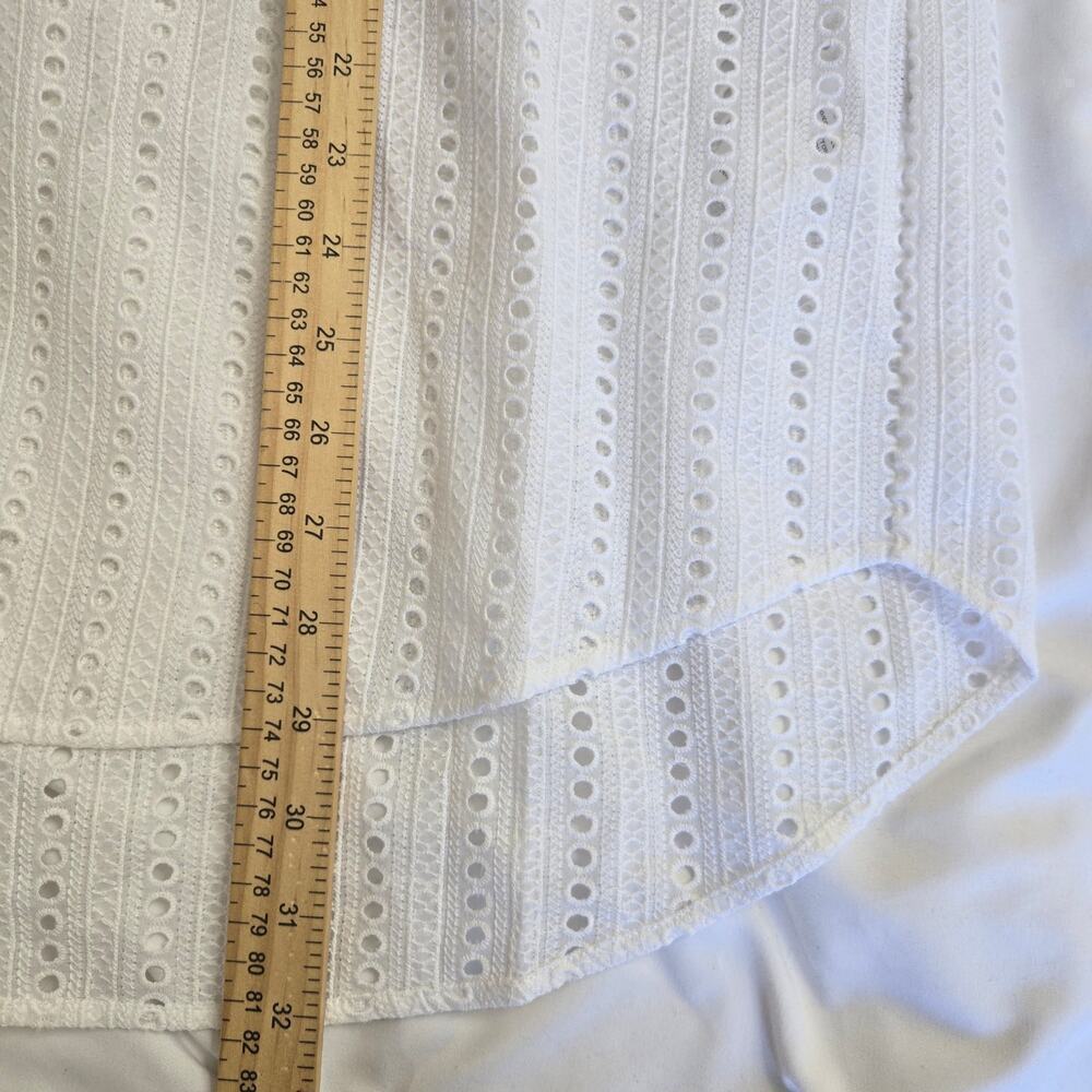NWT Thakoon White Button Down Shirt Medium Oversized Eyelet Coquette Boho Sheer - Picture 10 of 10